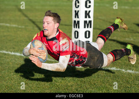 Giocatore di Rugby rigature provare. Foto Stock