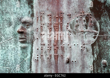 Tattile rilievi in braille per i non vedenti ai visitatori il Franklin Delano Roosevelt Memorial a Washington D.C. Foto Stock