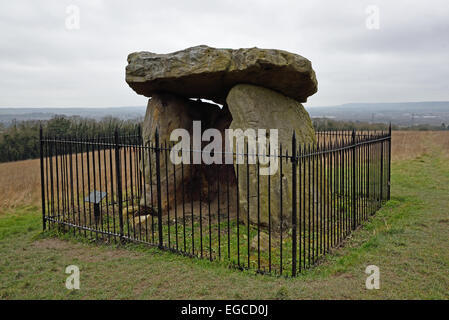 Kit di Coty House, i resti di un chambered neolitico lungo barrow su Blue Bell Hill nelle vicinanze Aylesford, Kent, Regno Unito Foto Stock