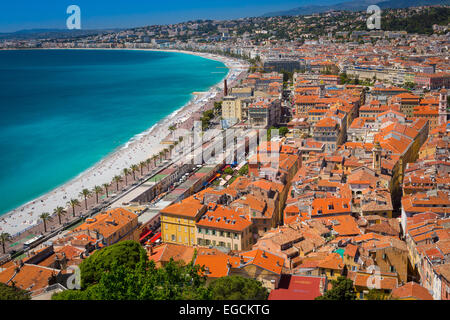 Promenade des Anglais da sopra Nizza, Francia Foto Stock