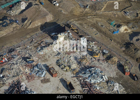 Fotografia aerea della zona di demolizione di un edificio sito a Westwood, San Pietro, Kent Foto Stock