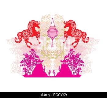 Anno del cavallo - il nuovo anno cinese 2014 Illustrazione Vettoriale