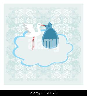 Baby doccia modello di invito - Baby Boy arrivo scheda annuncio Illustrazione Vettoriale