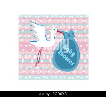 Baby doccia modello di invito - Baby Boy arrivo scheda annuncio Illustrazione Vettoriale