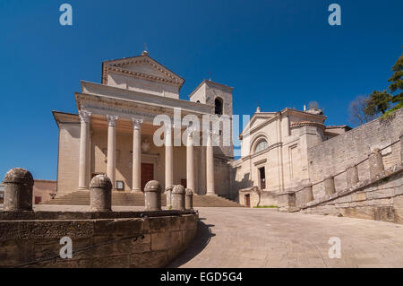 Basilica di San Marino. La chiesa cattolica della Repubblica di San Marino, costruita in stile neoclassico. Foto Stock