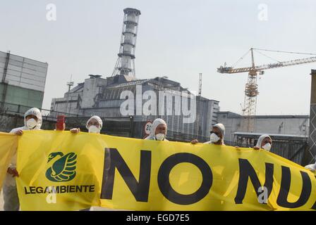 Venti anni dall'incidente nucleare di Chernobyl, manifestazione di italiano associazione enviromentalist Legambiente Foto Stock