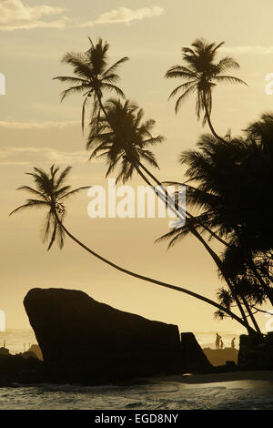 Spiaggia di Unawatuna, Galle District, sud della provincia, Sri Lanka Foto Stock