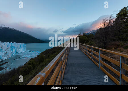 Ghiacciaio Perito Moreno all'alba, parco nazionale Los Glaciares, Patagonia, Argentina Foto Stock