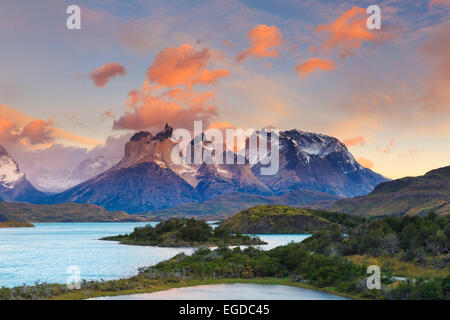 Il Cile, Patagonia, parco nazionale Torres del Paine (Sito UNESCO), il lago Peohe Foto Stock