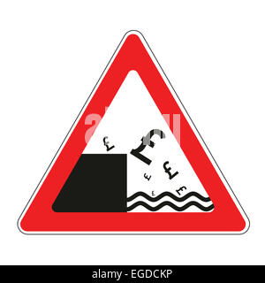 Illustrazione del cartello stradale con British pound valuta concetto declino Foto Stock