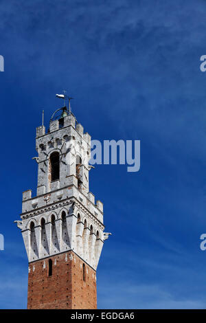 La torre del municipio, Torre del Mangia, Palazzo Pubblico di Siena, Toscana, Italia Foto Stock