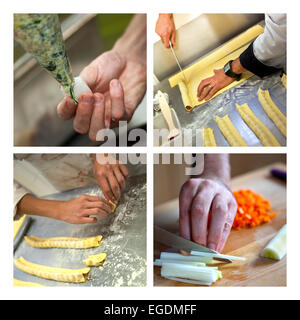 Collage di varie opere cook Foto Stock
