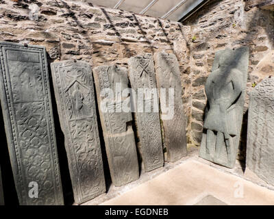 Il Kilmartin pietre sono una collezione di antiche graveslabs a Kilmartin chiesa parrocchiale nel villaggio di Kilmartin Argyll, Scot Foto Stock