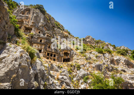 Antica Myra lycian rock le rovine della tomba in Turchia Demre Foto Stock