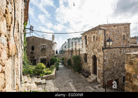 Città vecchia di Vila Vella in Tossa de Mar, Costa Brava, Spagna Foto Stock