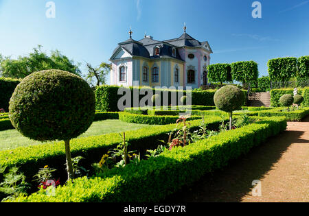 Castello del periodo rococò Castello Dornburg, Saale Valley, Dornburg-Camburg vicino a Jena, Turingia, Germania Foto Stock