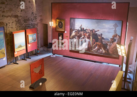 Artisti di Sicilia mostra d'arte, galleria presso il Castello Ursino, Catania, Sicilia, Italia. Turismo italiano, viaggi e vacanze Destin Foto Stock