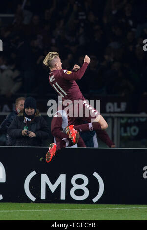 Maxi Lopez (Torino), 19 febbraio 2015 - Calcio : Maxi Lopez di Torino celebra il loro punteggio di squadra primo obiettivo durante la UEFA Europa League, round di 32 prima gamba match tra Torino FC 2-2 Athletic Club Bilbao presso lo Stadio Olimpico di Torino a Torino, Italia. (Foto di Maurizio Borsari/AFLO) Foto Stock