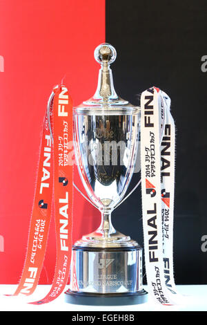 Grand Prince Hotel Shin-Takanawa, Tokyo, Giappone. 19 Feb, 2015. J.League Yamazaki Nabisco Cup Trofeo, febbraio 19, 2015 - Calcetto : 2015 J.LEAGUE Conferenza stampa al Grand Prince Hotel Shin-Takanawa, Tokyo, Giappone. Foto Stock