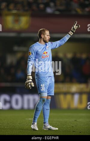 Villarreal, Spagna. 19 Feb, 2015. Peter Gulacsi (Salisburgo) Calcio/Calcetto : UEFA Europa League Round di 32 prima gamba match tra Villarreal CF 2-1 FC Salzburg al El Madrigal stadio in Villarreal, Spagna . © Mutsu Kawamori/AFLO/Alamy Live News Foto Stock