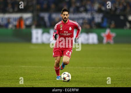 Gelsenkirchen (Germania). 18 Febbraio, 2015. Isco (reale) Calcio/Calcetto : UEFA Champions League Round 16 match tra FC Schalke 04 0-2 Real Madrid CF all'Arena AufSchalke di Gelsenkirchen, Germania . © Mutsu Kawamori/AFLO/Alamy Live News Foto Stock