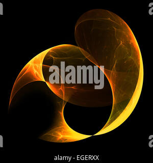 Golden astrazione. Abstract traslucido incandescente fractal su uno sfondo nero Foto Stock