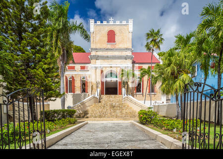 Il Frederick Chiesa Evangelica Luterana in Charlotte Amalie, in san Tommaso, Isole Vergini americane, dei Caraibi. Foto Stock