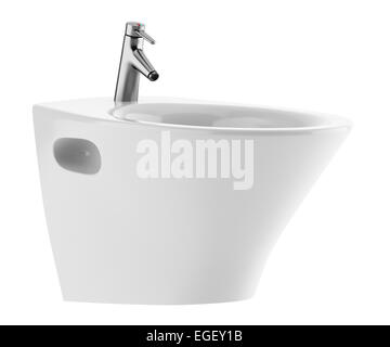Il bidet in ceramica isolata su sfondo bianco Foto Stock