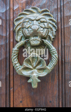 Ornati battenti della porta e il livello di dettaglio su th famose porte di Cartagena storici della città vecchia. Foto Stock