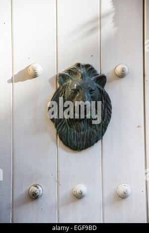 Ornati battenti della porta e il livello di dettaglio su th famose porte di Cartagena storici della città vecchia. Foto Stock