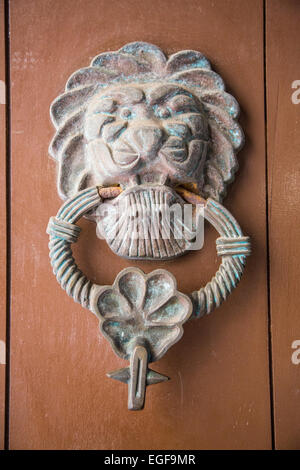 Ornati battenti della porta e il livello di dettaglio su th famose porte di Cartagena storici della città vecchia. Foto Stock