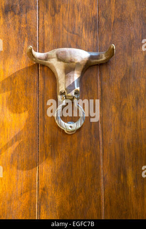 Ornati battenti della porta e il livello di dettaglio su th famose porte di Cartagena storici della città vecchia. Foto Stock