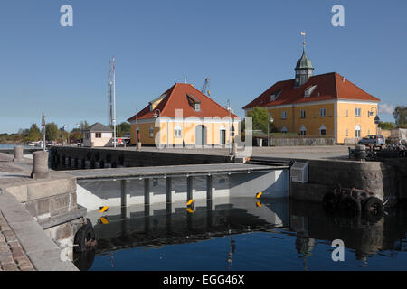 La camera di bloccaggio in Sydhavnen (Sud) Porto nel porto di Copenhagen, Danimarca Foto Stock