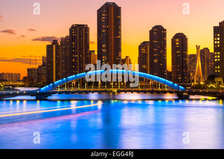 Tokyo, Giappone grattacieli residenziali a Tsukushima isola. Foto Stock