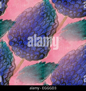 Blot Blu lilla pittura ad acquerello sfondo senza giunture Foto Stock
