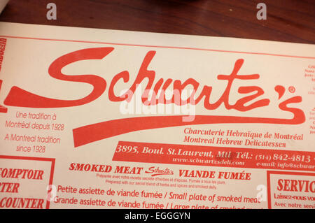 Schwartz's deli si trova su San Laurent in Montreal, Que., 27 aprile 2012. Foto Stock