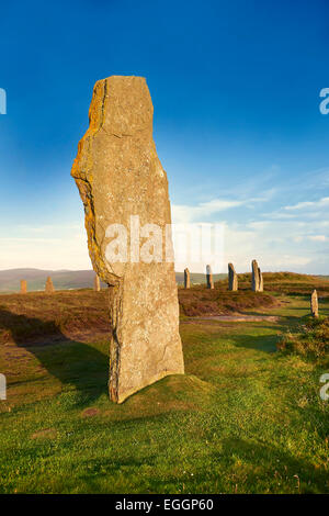 L'anello di Brodgar, 2.500 a circa 2.000 BC, neolitico un cerchio di pietra o henge un Sito Patrimonio Mondiale dell'UNESCO, isole Orcadi, Scozia Foto Stock