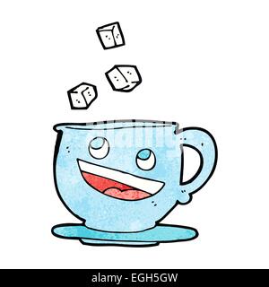 Cartoon zollette di zucchero di cadere nella tazza da tè Immagine