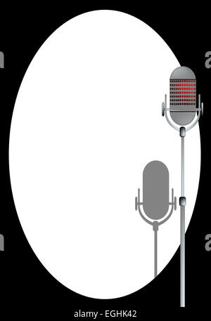 Un microfono pronto sul palco con Spotlight e ombra Foto Stock