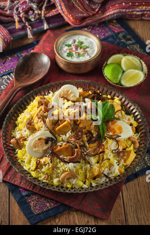 Hyderabadi biryani di pollo cibo indiano Foto Stock