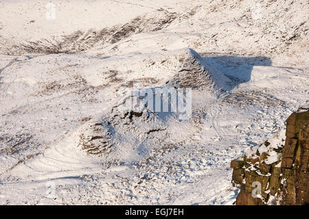 Frana funzione chiamata Mares ritornare al di sotto del bordo Coombes nel villaggio di Charlesworth, Derbyshire. Foto Stock