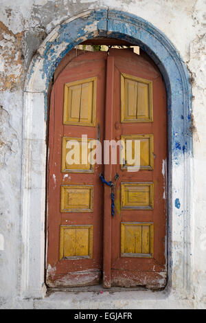 La vecchia porta, Kastellorizo (Meis), Dodecaneso, isole greche, Grecia, Europa Foto Stock