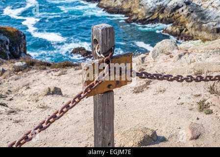 Si prega di rimanere sul segnavia. Point Lobos State Reserve, Monterey County, California, Stati Uniti. Foto Stock