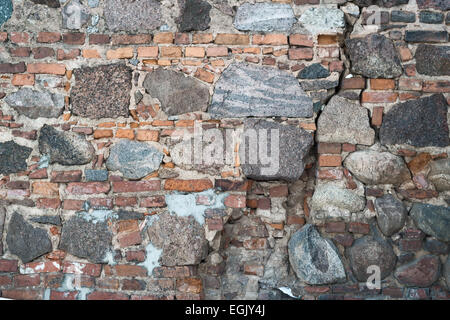 Pietra e mattoni vecchio muro come sfondo astratto Foto Stock