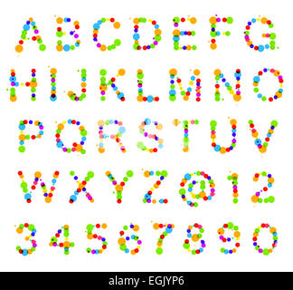 ABC alfabeto fatto di spot blot Foto Stock