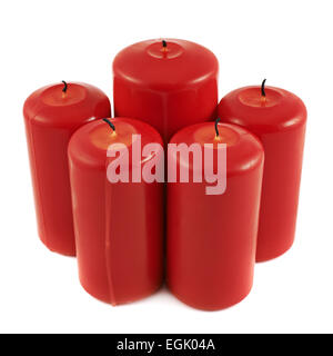 5 candela rossa composizione isolata Foto Stock