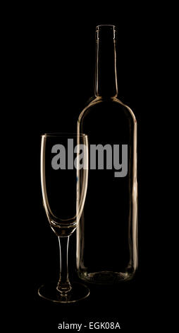 Vetro e bottiglia di vino Foto Stock