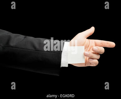 Maschio caucasico mano in un business suit isolato Foto Stock