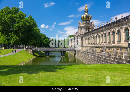 Vista esterna del Kronentor, Zwinger, Dresda, Sassonia, Germania Foto Stock