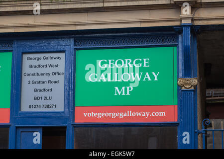 George Galloway circoscrizione ufficio a Bradford West Yorkshire, Regno Unito. Il rispetto delle parti, 2-4 Grattan Road, Bradford, BD1 2LU Foto Stock